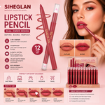 SIHEGLAN 2-in-1 Lip Liner & Lipstick Pencil Set 12PCS | Waterproof Velvet Matte Long-Lasting Lip Makeup with Blending Sponge