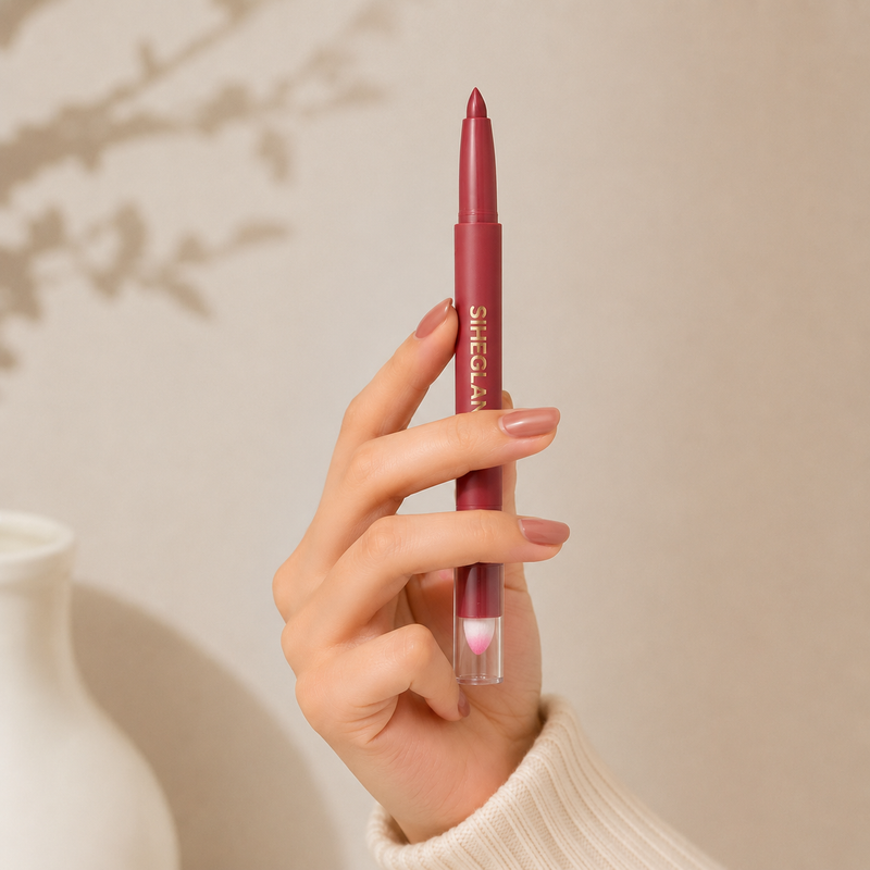 SIHEGLAN 2-in-1 Lip Liner & Lipstick Pencil Set 12PCS | Waterproof Velvet Matte Long-Lasting Lip Makeup with Blending Sponge