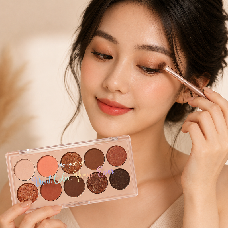 Merrycolor 10 Color Nude Eyeshadow Palette – Highly Pigmented Matte & Shimmer Eye Makeup | Long Lasting Waterproof Professional Makeup for Women