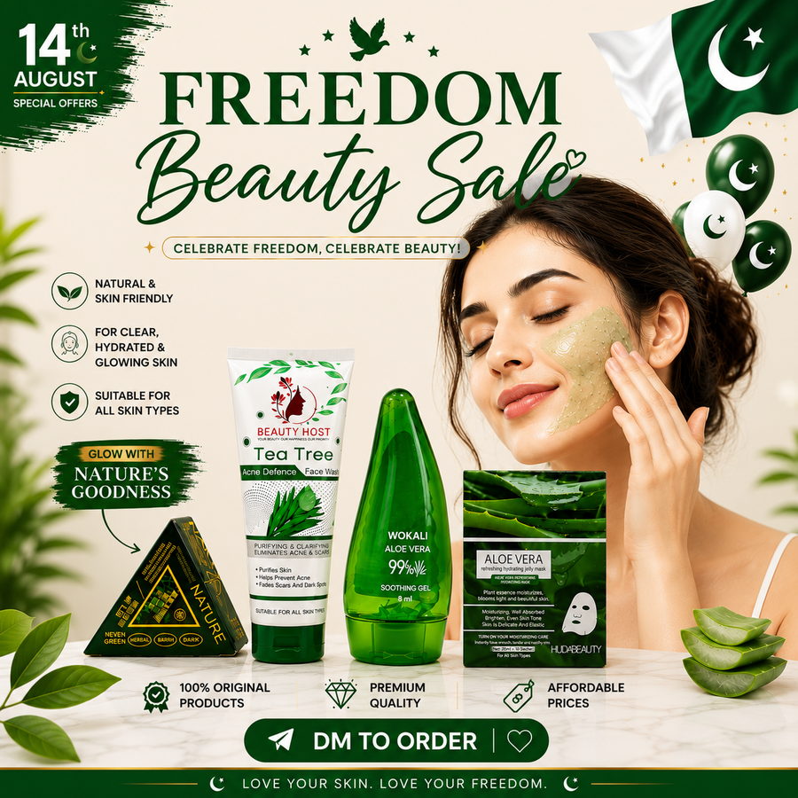 Beauty Host Complete Skincare Kit – Tea Tree Face Wash, Aloe Vera Gel, Peel Off Mask & Herbal Soap for Clear & Glowing Skin