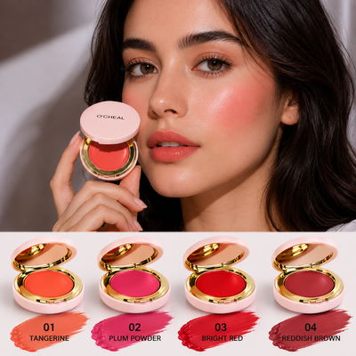 O'CHEAL 2-in-1 Lip & Cheek Cream Blush – Long-Lasting Moisturizing Cream Tint for Lips & Cheeks | Blendable Natural Dewy Finish | Lightweight Makeup (4 Shades)