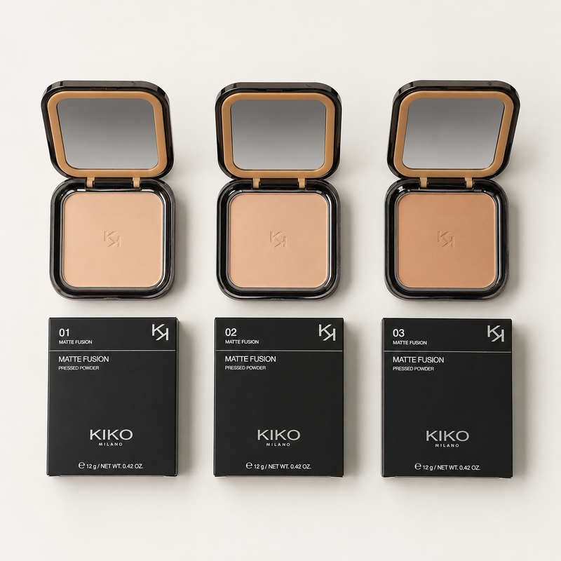 KIKO Milano Matte Fusion Pressed Powder 12g – Long Lasting Oil Control Compact Face Powder with Natural Matte Finish | Made in Italy