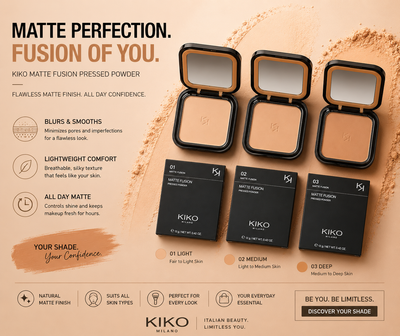 KIKO Milano Matte Fusion Pressed Powder 12g – Long Lasting Oil Control Compact Face Powder with Natural Matte Finish | Made in Italy