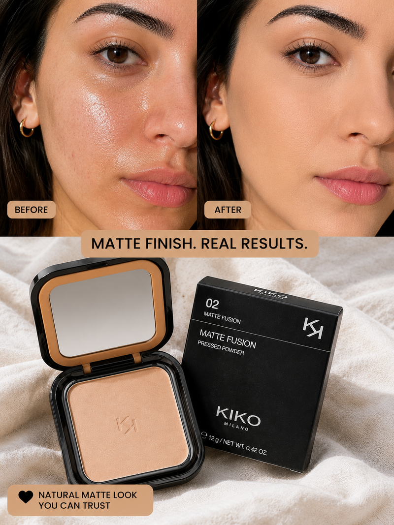 KIKO Milano Matte Fusion Pressed Powder 12g – Long Lasting Oil Control Compact Face Powder with Natural Matte Finish | Made in Italy