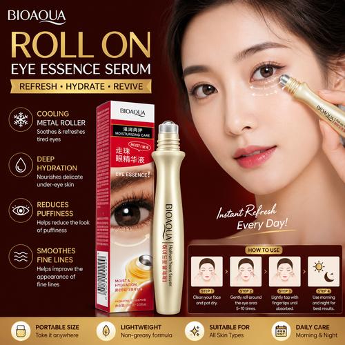BIOAQUA Roll On Eye Essence Serum with Cooling Metal Roller