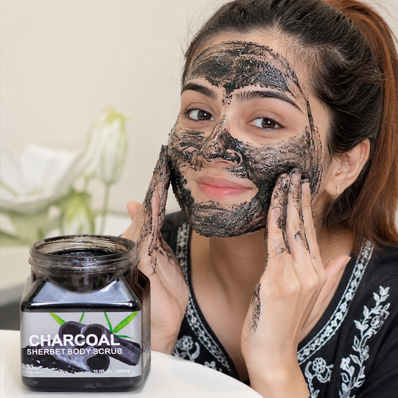 WOKALI Charcoal Sherbet Body Scrub 350ml-WKL596