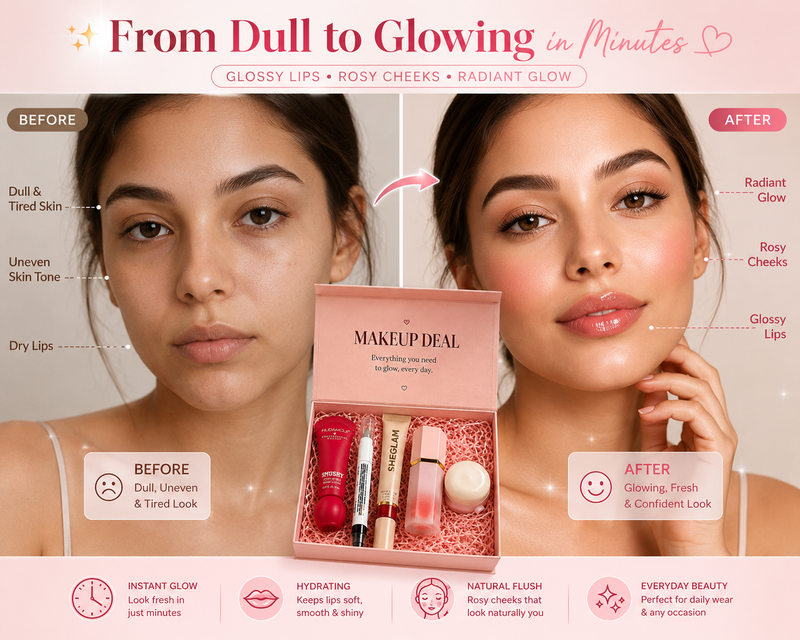 Complete Soft Glam Collection | Korean Beauty Bundle for Blurred Lips, Dewy Blush & Glass Skin Glow