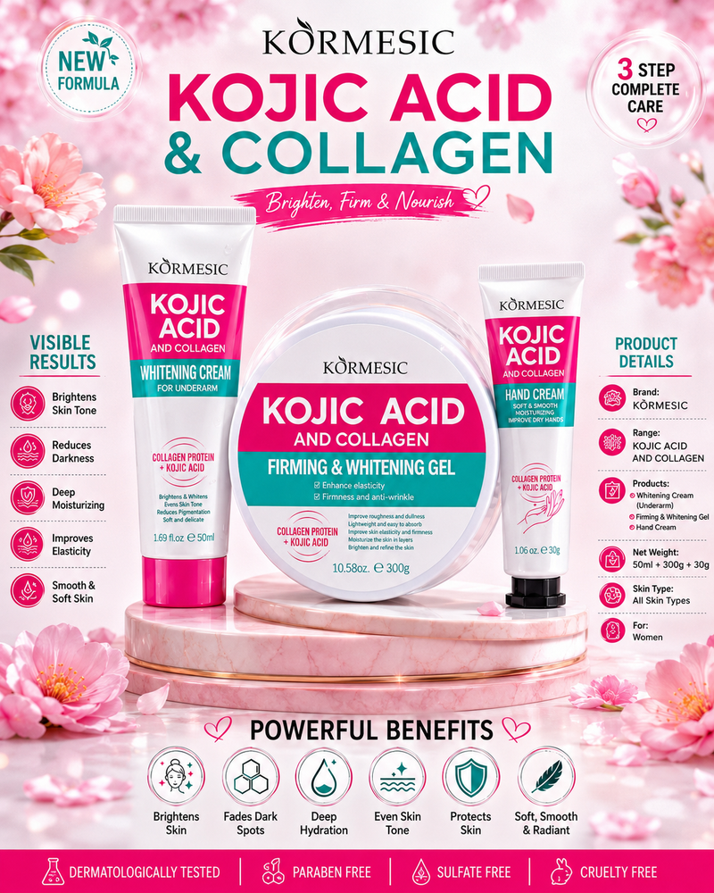 KORMESIC Kojic Acid Deal Set – Hand Cream, Whitening Cream & Whitening Gel