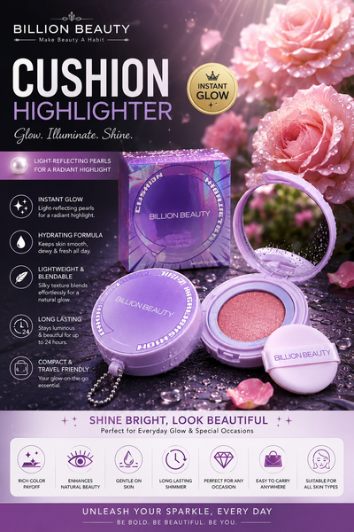Billion Beauty Cushion Highlighter Set – 4 Shimmer Glow Shades