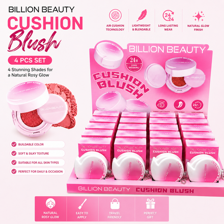 Billion Beauty Cushion Blush Set – 4 Long-Lasting Natural Glow Shades