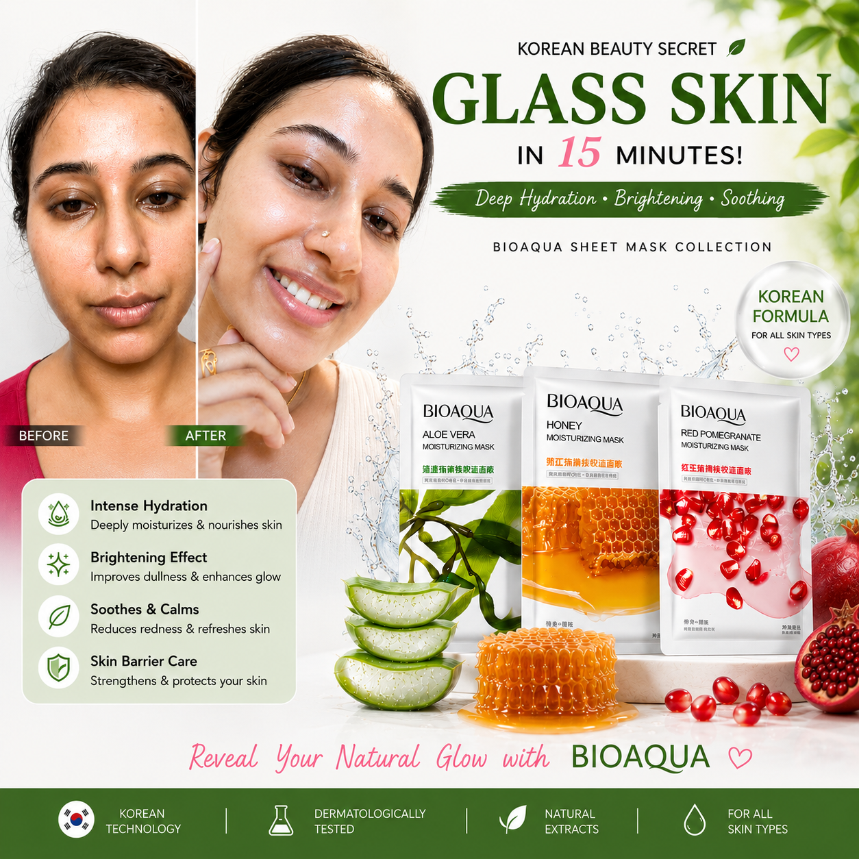 Pack Of 30/15/10/5/3 Hydrating & Brightening Face Sheet Mask