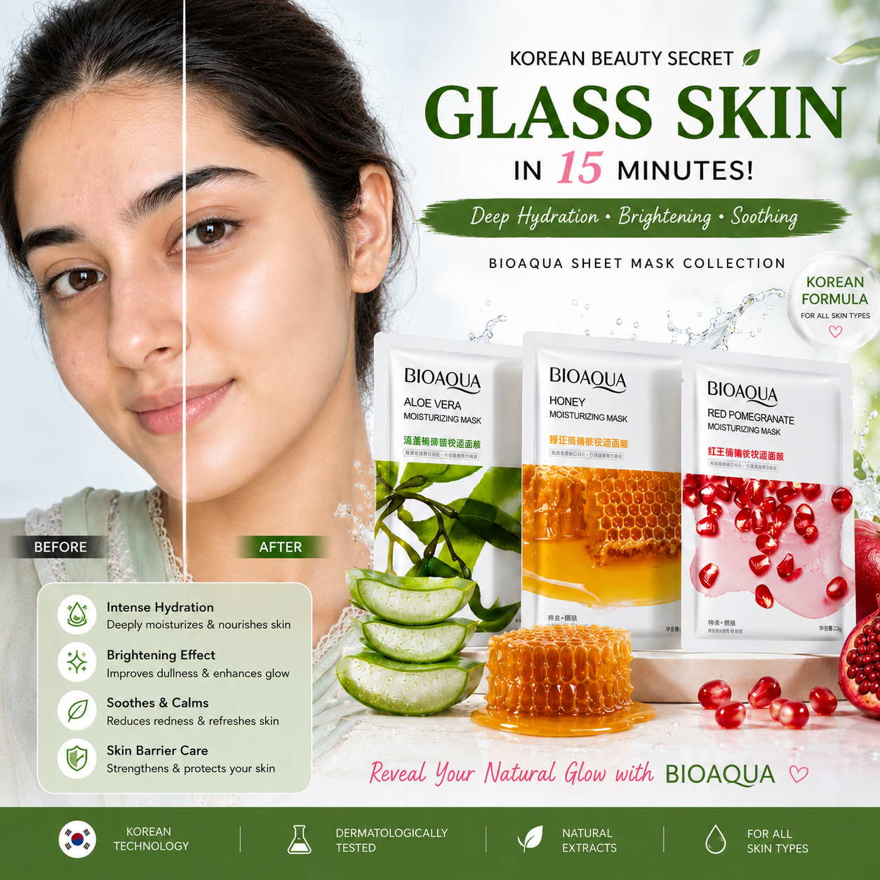Pack Of 30/15/10/5/3 Hydrating & Brightening Face Sheet Mask