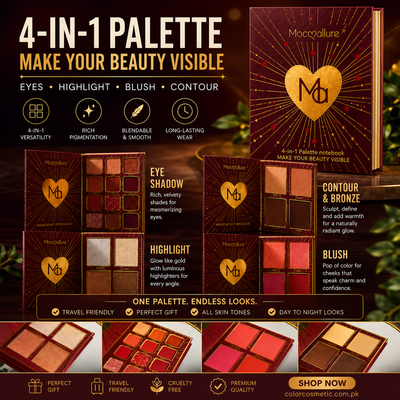 Mocallure 4-in-1 Makeup Palette Notebook – Eyeshadow, Blush, Highlight & Contour