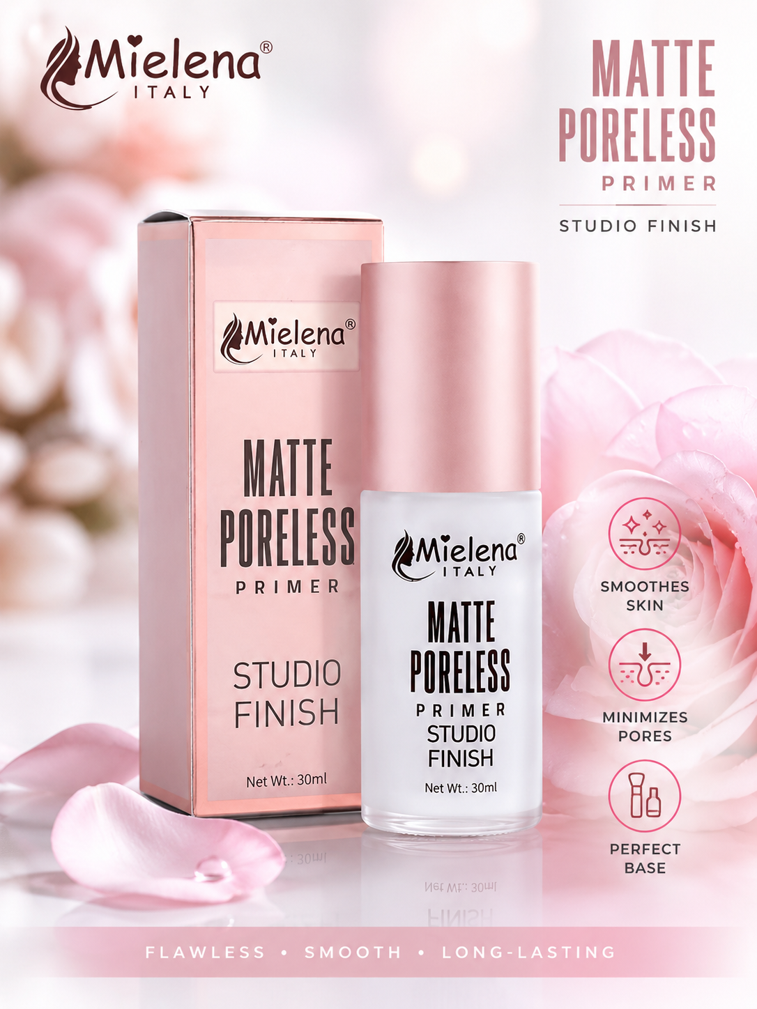 Mielena Italy Matte Poreless Primer 30ml – Oil Control Face Primer