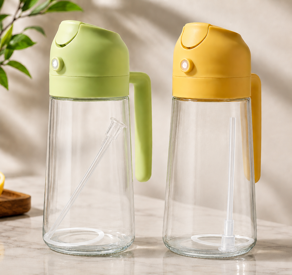 2-in-1 Glass Oil Spray Bottle & Dispenser – Kitchen Olive Oil Mister