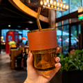 Premium Glass Coffee Tumbler with Straw & Lid – Reusable Heat Resistant Travel Cup for Iced Coffee, Tea, Juice & Smoothies