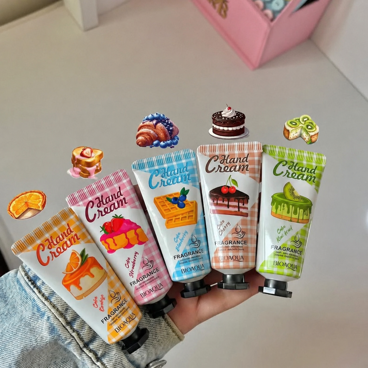 BIOAQUA 5pcs Fruit Cake Hand Cream Set - Moisturizing Gift