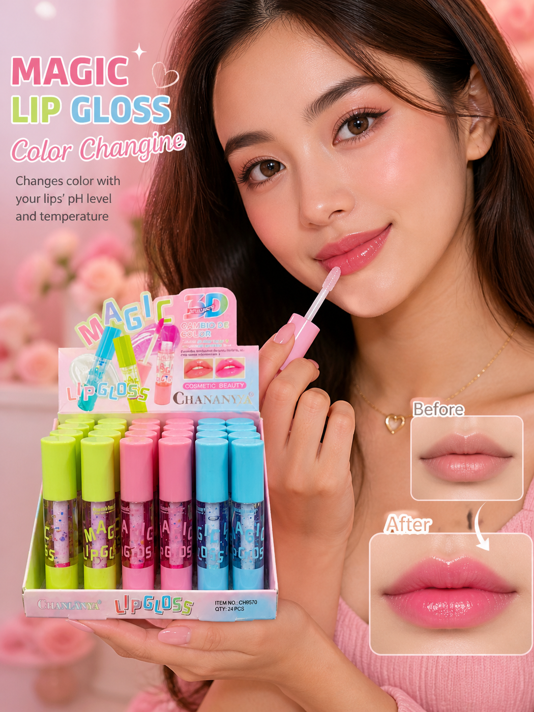 Chanlanya Magic Lip Oil – Color Changing pH Lip Tint Gloss