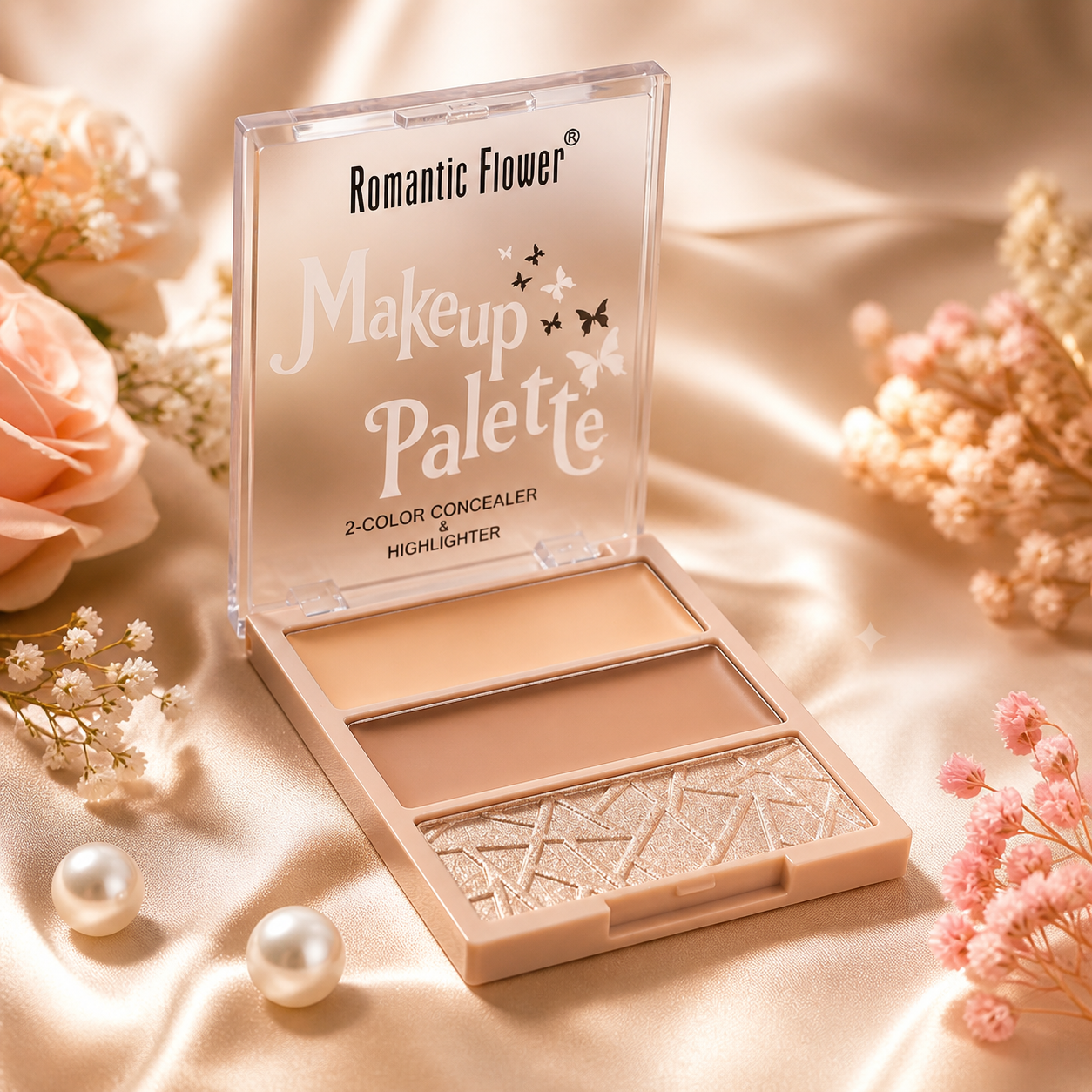 Romantic Flower 2-Color Concealer & Highlighter Makeup Palette