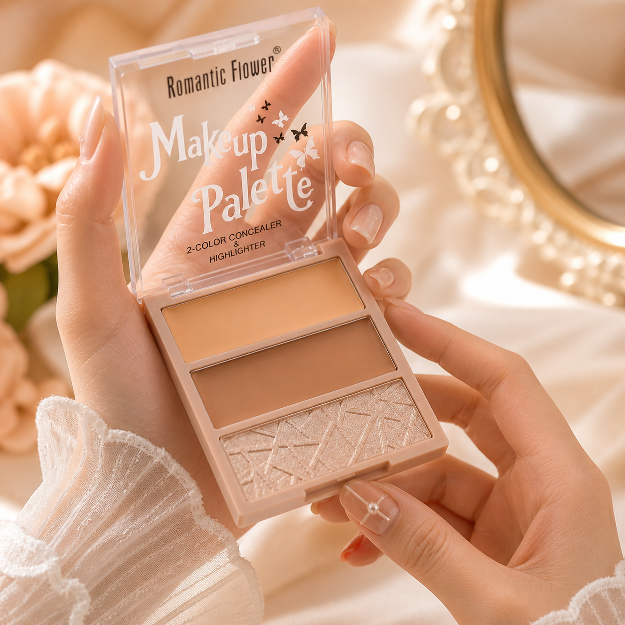 Romantic Flower 2-Color Concealer & Highlighter Makeup Palette