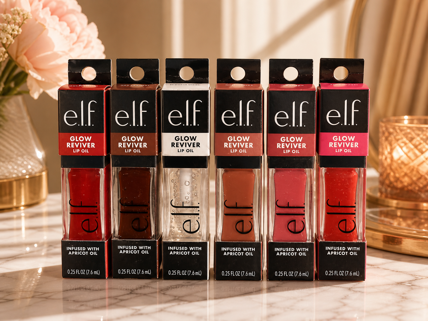 e.l.f. Glow Reviver Lip Oil Set of 6 – High Shine Hydrating Gloss