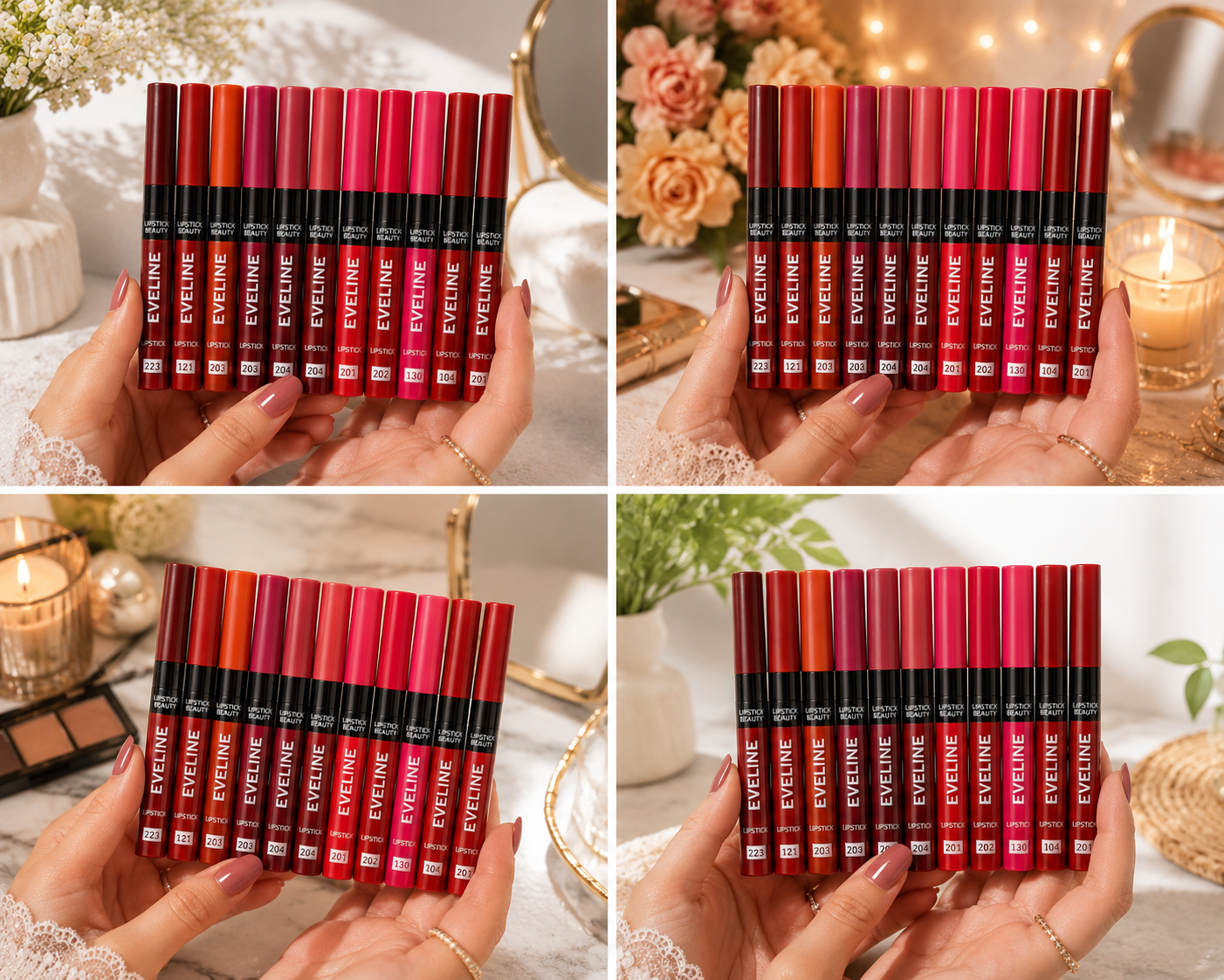 EVELINE 12 Pcs Matte Lipstick Pencil Set – Waterproof Long Lasting