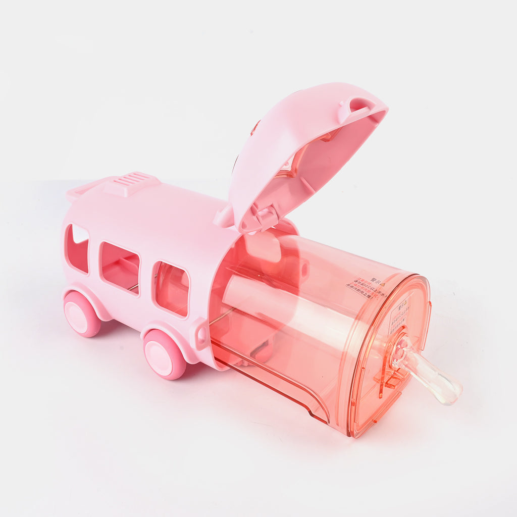Cartoon Bus Water Bottle for Kids – Leakproof Straw Sipper Cup
