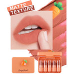 Dragon Ranee Carrot Mini Lipstick 5-Piece Set – Long-Lasting Waterproof Velvet Matte Nude Lipstick Collection for Women