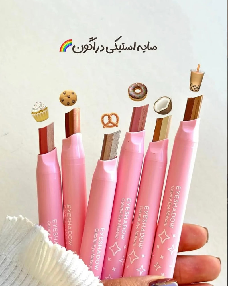 Dragon Ranee Eyeshadow Stick 2 In 1 Double Color Gradient Velvet Shadow Stick Eye Makeup Waterproof Lasting Shimmer Metallic Eyeshadow Makeup
