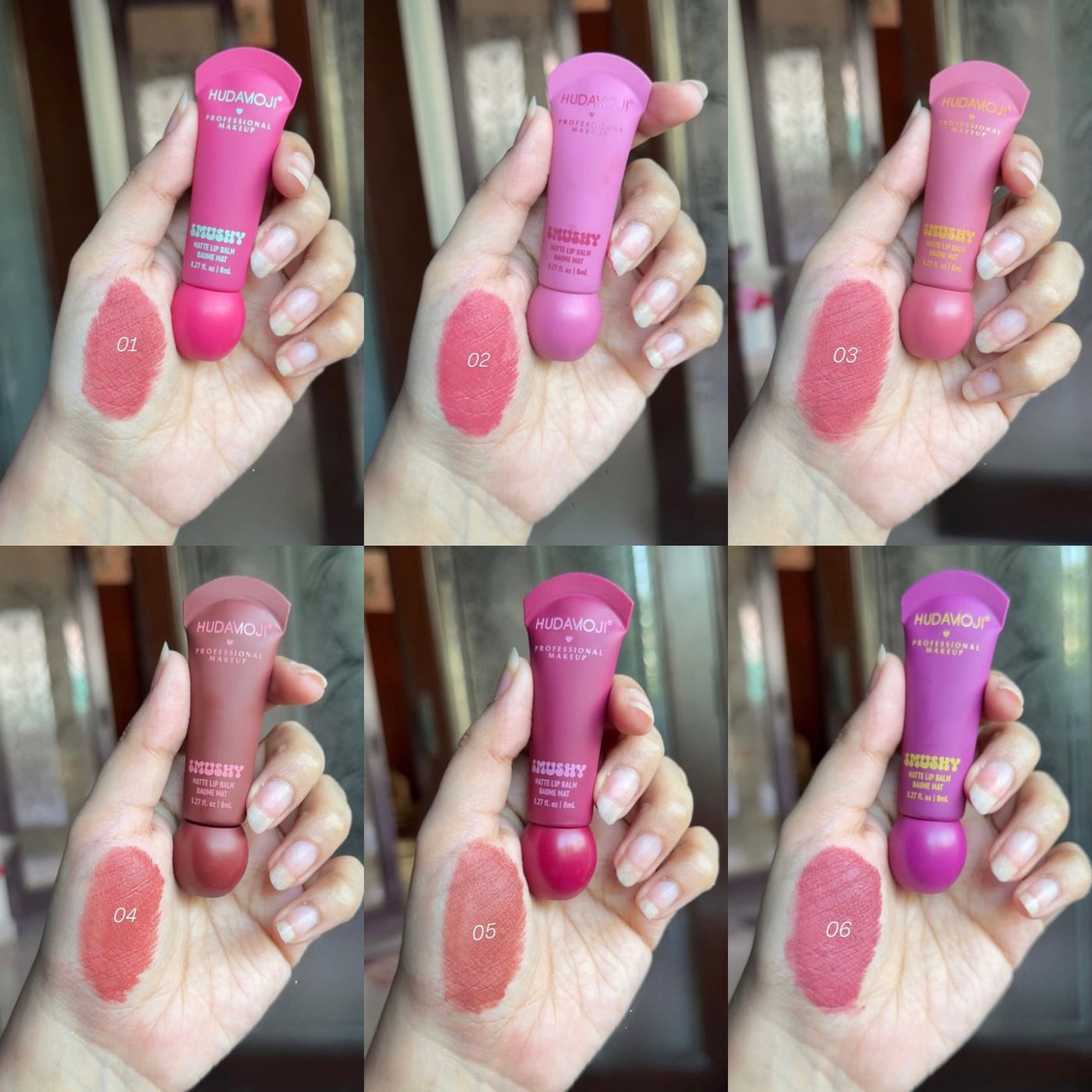 Hudamoji Smushy Matte Lip Balm Tint Set 6PCS