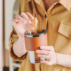 Premium Glass Coffee Tumbler with Straw & Lid – Reusable Heat Resistant Travel Cup for Iced Coffee, Tea, Juice & Smoothies