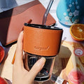 Premium Glass Coffee Tumbler with Straw & Lid – Reusable Heat Resistant Travel Cup for Iced Coffee, Tea, Juice & Smoothies