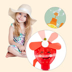 Fruit Shape Mini Hand Fan Toy for Kids – 2-in-1 Bubble Blower