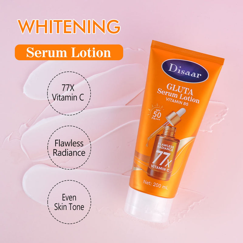Disaar GLUTA Serum Lotion 200ml | Vitamin C, Vitamin B5 & SPF 50 PA+++ Brightening Body Lotion