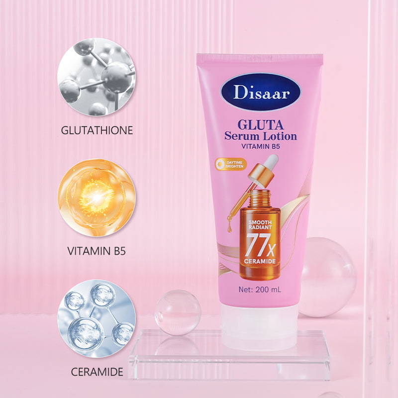 Disaar Gluta Serum Body Lotion 200ml with Vitamin B5, Glutathione & 77X Ceramide – Deep Moisturizing, Skin Barrier Care & Radiant Skin