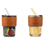 Premium Glass Coffee Tumbler with Straw & Lid – Reusable Heat Resistant Travel Cup for Iced Coffee, Tea, Juice & Smoothies