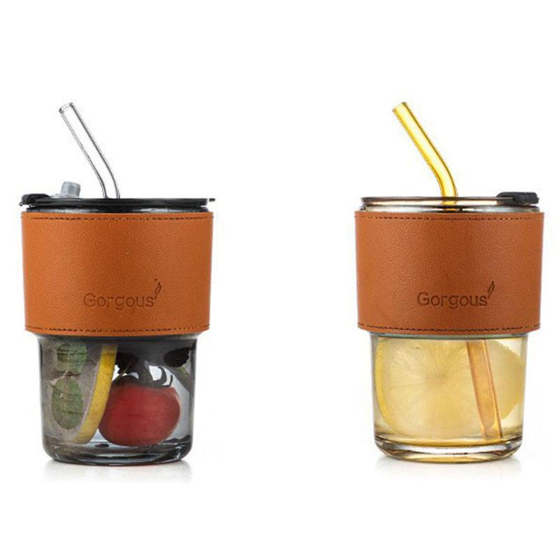 Premium Glass Coffee Tumbler with Straw & Lid – Reusable Heat Resistant Travel Cup for Iced Coffee, Tea, Juice & Smoothies