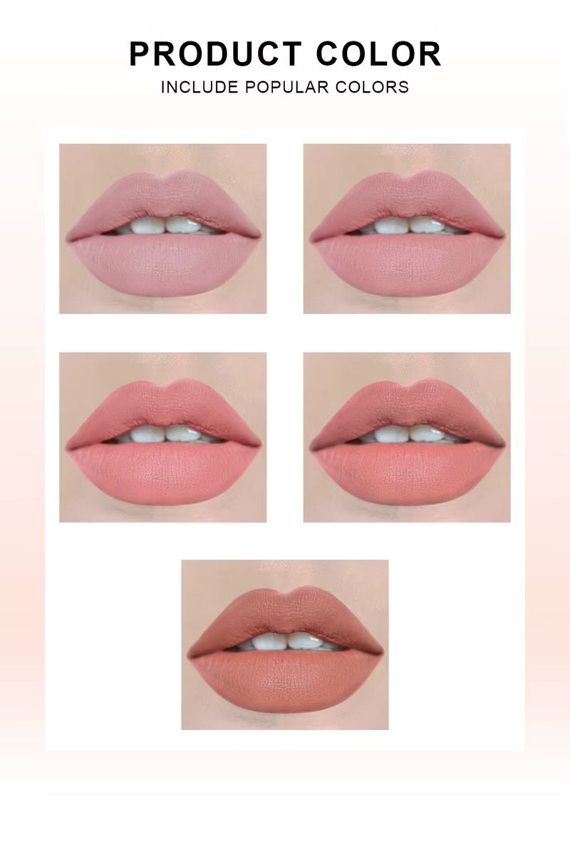 Dragon Ranee 5 Colors Peach Mini Lipstick Set – Long Lasting Waterproof Matte Velvet Nude Lipsticks for Women