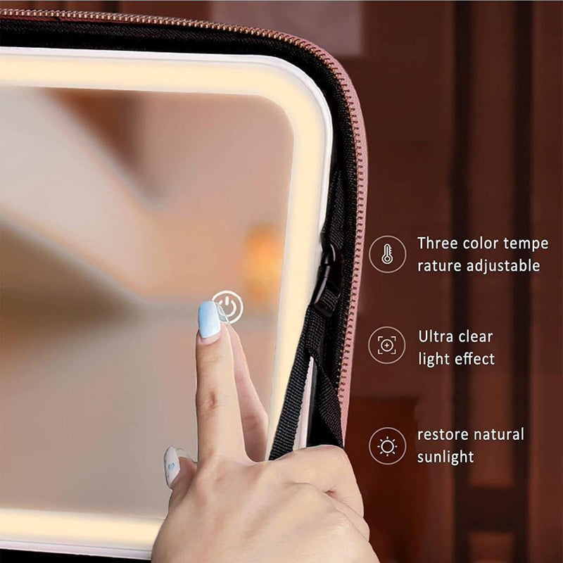 Smart Led Makeup Bag With Mirror Lights Professional Cosmetic Case For Women Travel Organizers Beauty Kit Storage