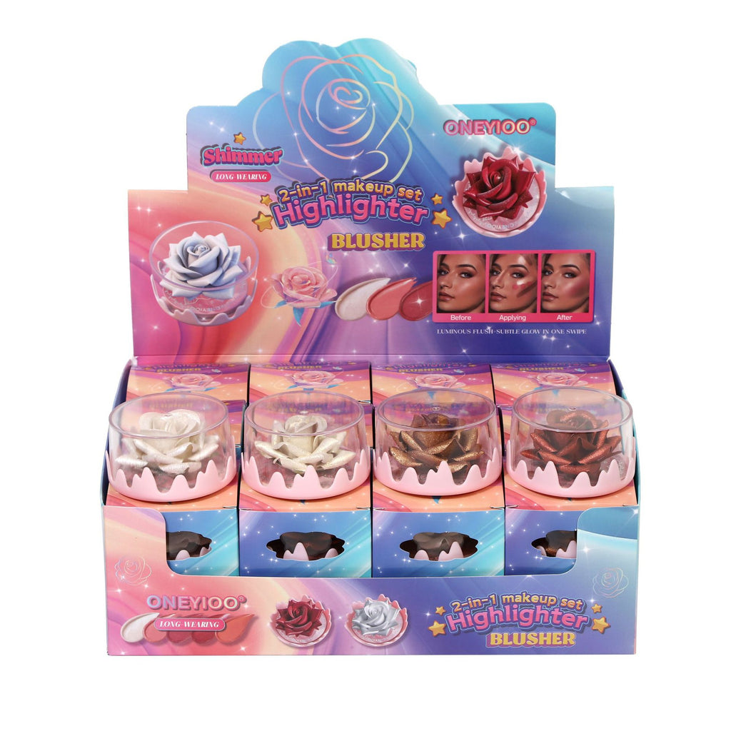 Oneyioo Rose Flower Highlighter & Blush 2-in-1 Set