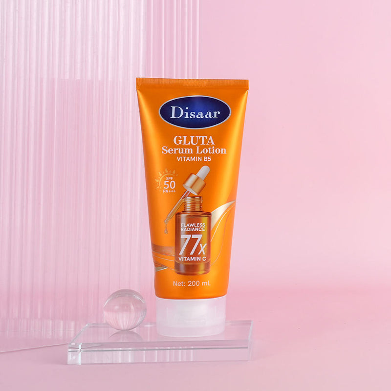 Disaar GLUTA Serum Lotion 200ml | Vitamin C, Vitamin B5 & SPF 50 PA+++ Brightening Body Lotion