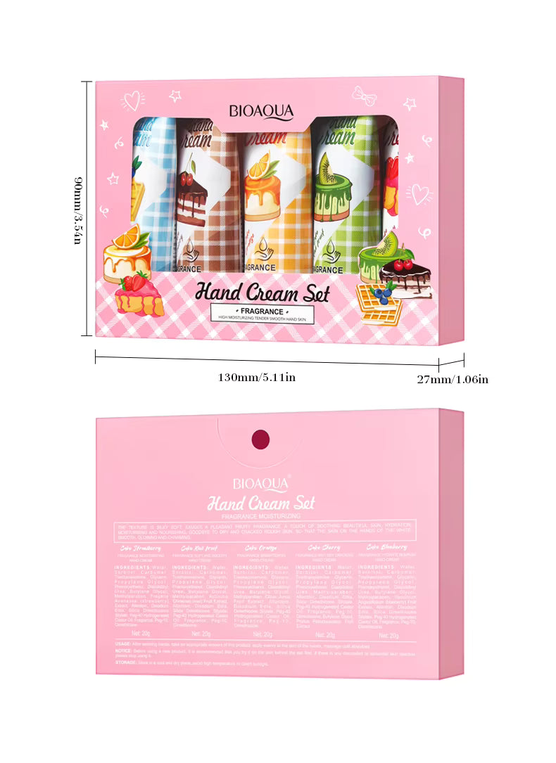 BIOAQUA 5pcs Fruit Cake Hand Cream Set - Moisturizing Gift