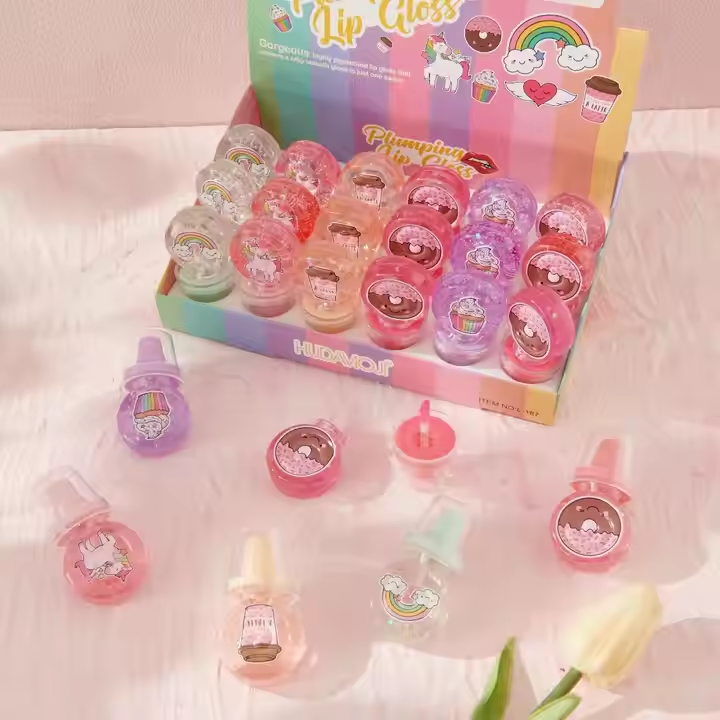 HUDAMOJI Cartoon Fruity Lip Gloss Set for Kids – Cute Moisturizing Balm
