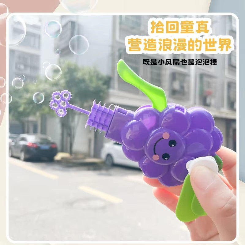 Fruit Shape Mini Hand Fan Toy for Kids – 2-in-1 Bubble Blower