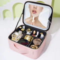 Smart Led Makeup Bag With Mirror Lights Professional Cosmetic Case For Women Travel Organizers Beauty Kit Storage