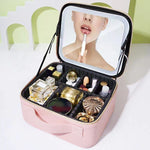 Smart Led Makeup Bag With Mirror Lights Professional Cosmetic Case For Women Travel Organizers Beauty Kit Storage