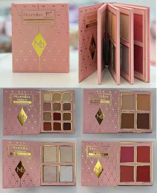 Mocallure 4-in-1 Makeup Palette Book – Eyeshadow, Blush, Highlighter & Eyebrow Kit