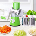 3-in-1 Manual Rotary Drum Grater Vegetable Slicer & Cheese Shredder for Kitchen with Stainless Steel Blades