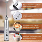 3-Speed Rechargeable Milk Frother & Handheld Coffee Beater
