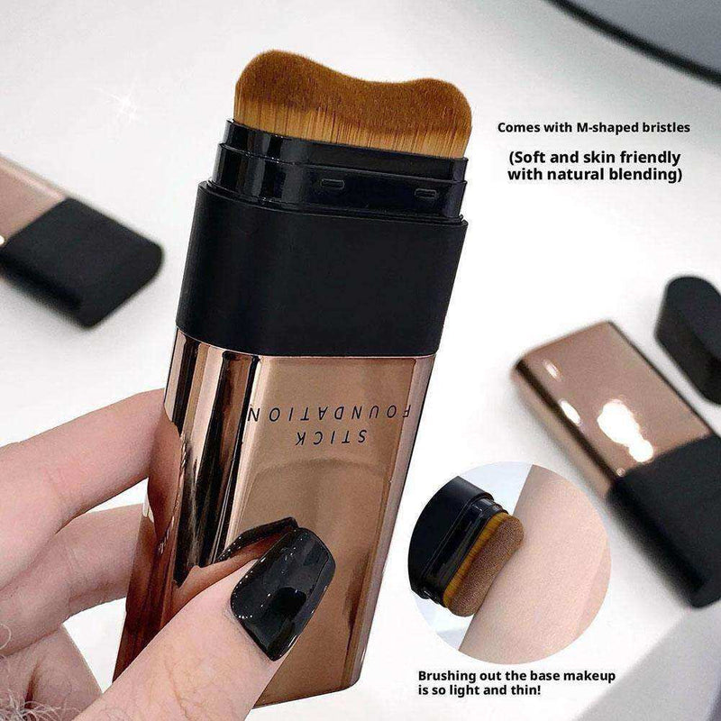 Kaka Show Waterproof Foundation Stick with Built-in Brush | Full Coverage Long-Lasting Cream Foundation Concealer | Korean Makeup | Made in Korea